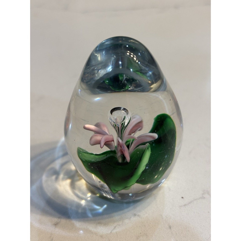 Pink Floral Dynasty Gallery Heirloom Collection Art Glass‎ Paperweight